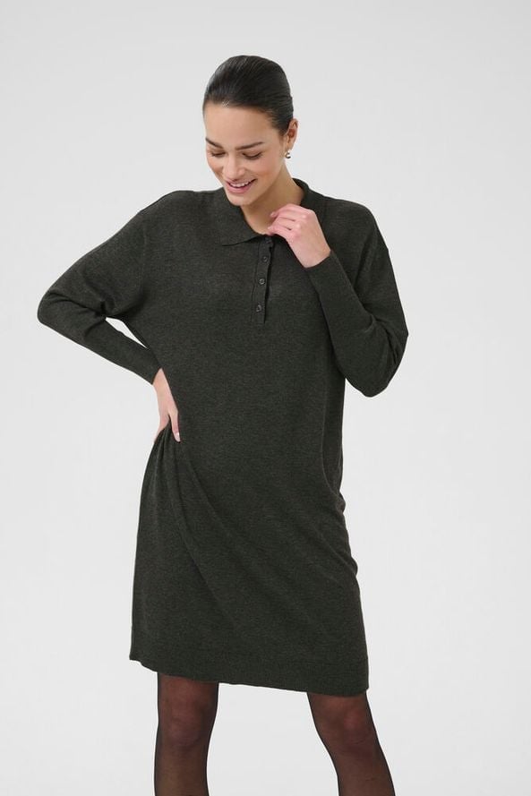 Polo Collar Relaxed Fit Knit Dress — Simple Knitted Dresses