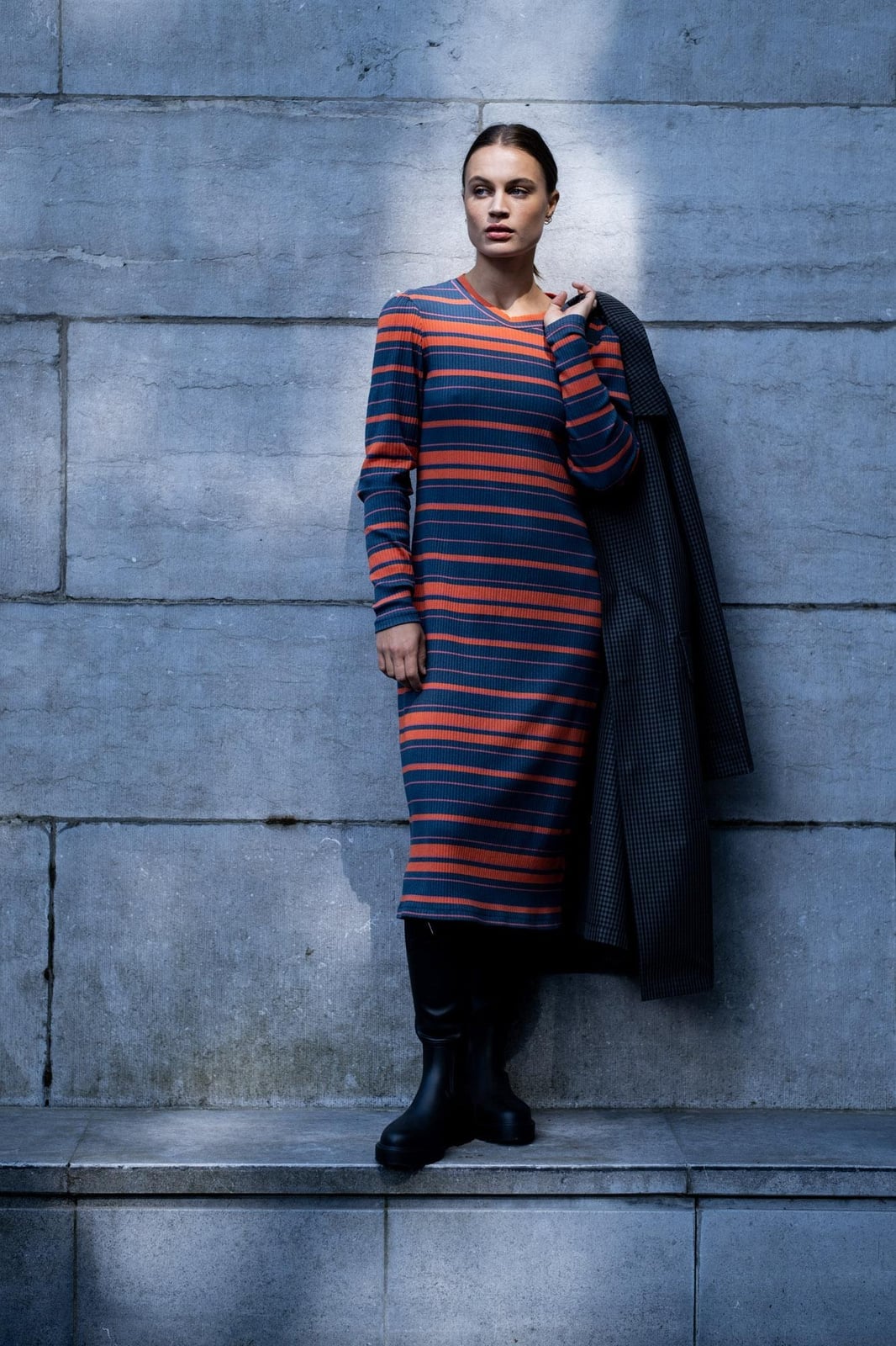 Striped Fitted Knit Midi Dress — Simple Knitted Dresses