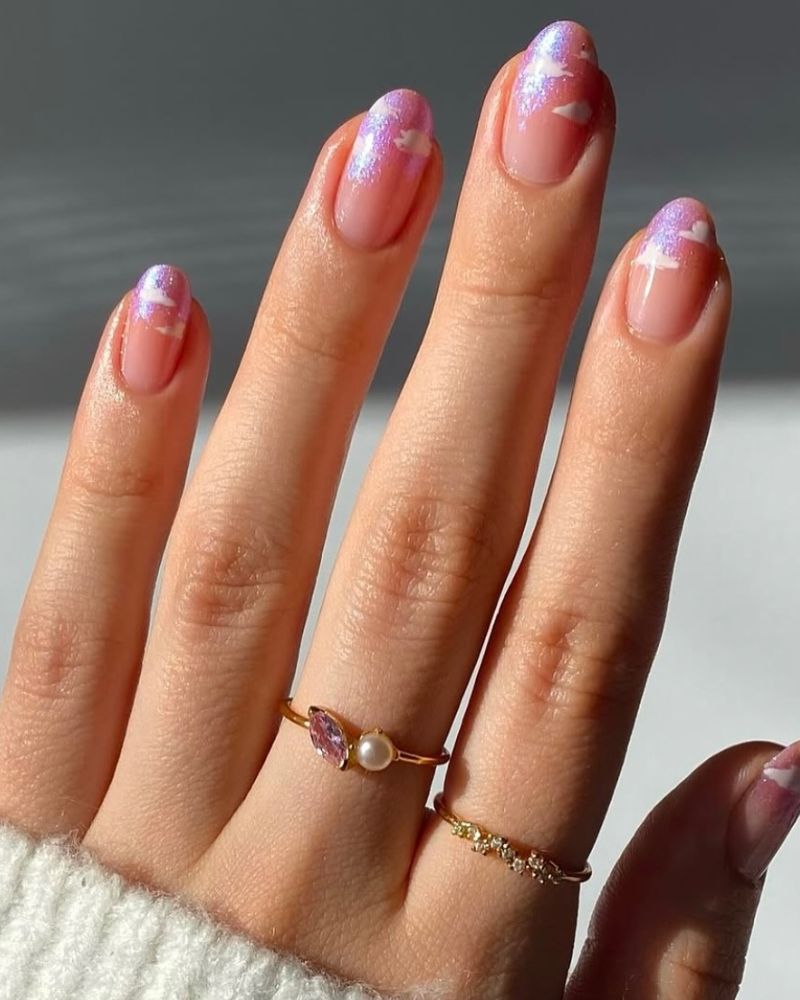Short Oval Pink Cloud French Manicure Short Oval Pink Cloud French Manicure — Simple Korean Nails