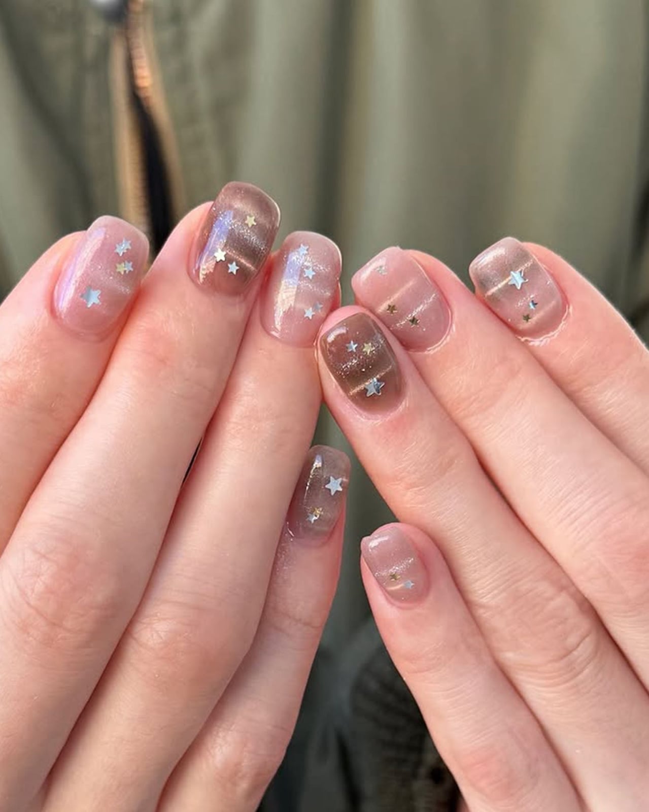 Short Soft Square Lilac Cat-Eye Nails Short Soft Square Lilac Cat-Eye Nails — Simple Korean Nails
