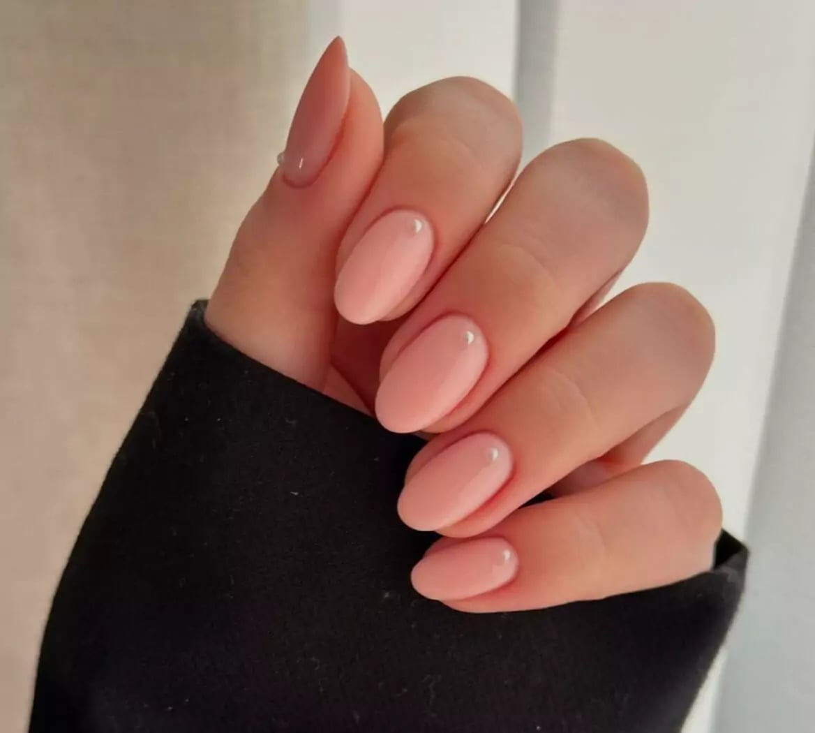 Solid Pale Pink Short Almond Nails Solid Pale Pink Short Almond Nails — Simple Minimalist Nails