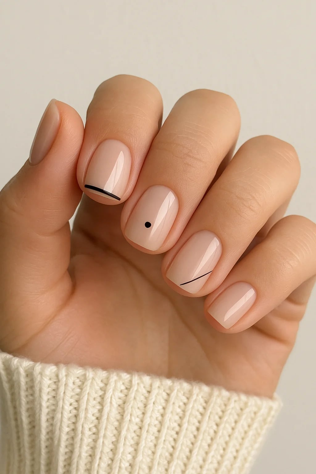 Short Square With Black Line Art Short Square With Black Line Art — Simple Minimalist Nails