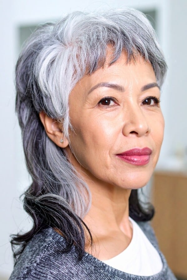 Gray Shag Mullet With Wispy Bangs Gray Shag Mullet With Wispy Bangs — Simple Mullet Hairstyles