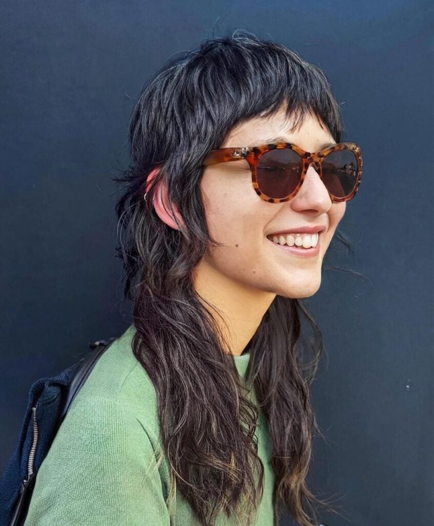 Dark Brown Mullet With Curtain Bangs, Mid-Back Dark Brown Mullet With Curtain Bangs, Mid-Back — Simple Mullet Hairstyles