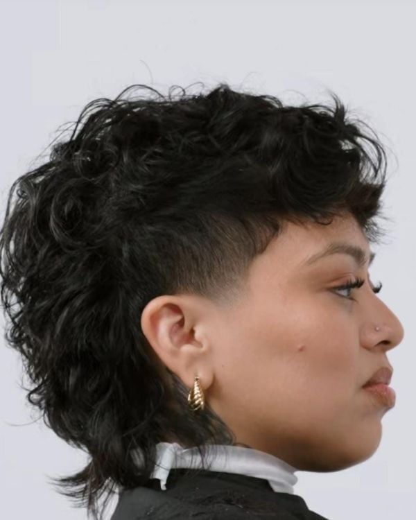 Black Curly Mullet With Choppy Bangs Black Curly Mullet With Choppy Bangs — Simple Mullet Hairstyles