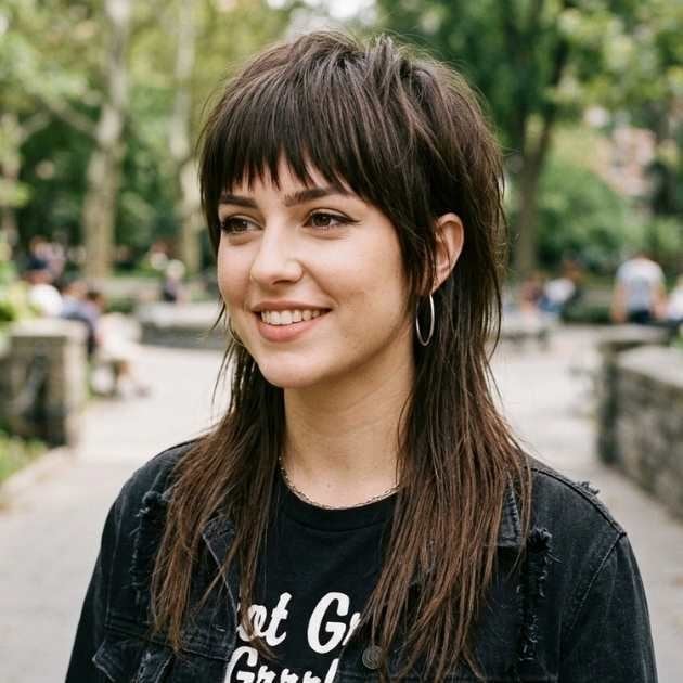 Dark Brown Shaggy Mullet For Fine Hair, Collarbone Dark Brown Shaggy Mullet For Fine Hair, Collarbone — Simple Mullet Hairstyles