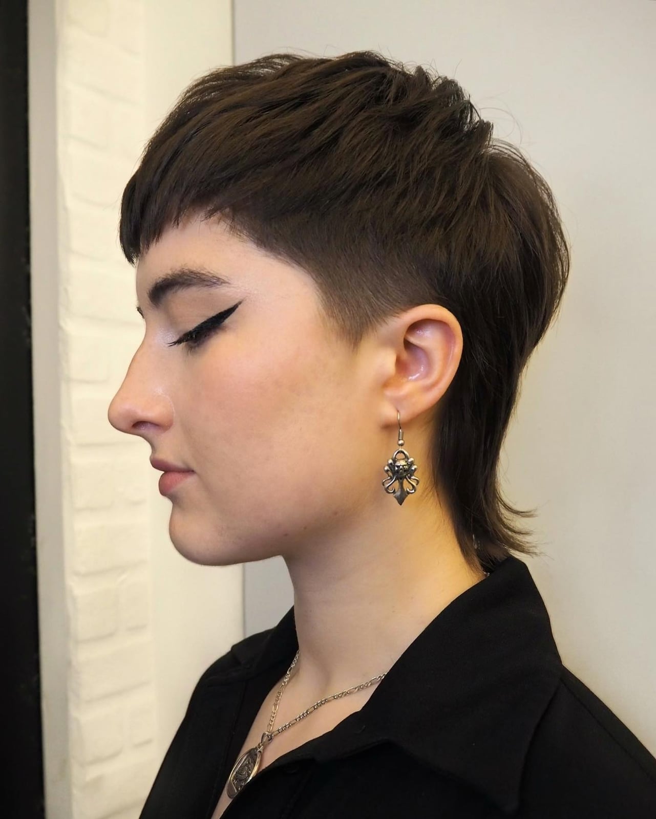 Short Dark Brown Mullet With Undercut Short Dark Brown Mullet With Undercut — Simple Mullet Hairstyles