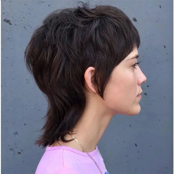 Dark Brown Shag Mullet With Choppy Layers Dark Brown Shag Mullet With Choppy Layers — Simple Mullet Hairstyles