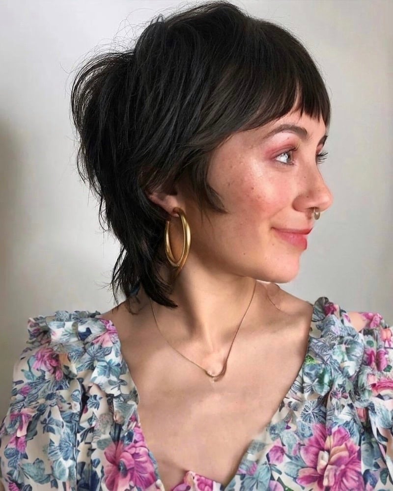 Dark Brown Mullet With Micro Bangs, Collarbone Dark Brown Mullet With Micro Bangs, Collarbone — Simple Mullet Hairstyles
