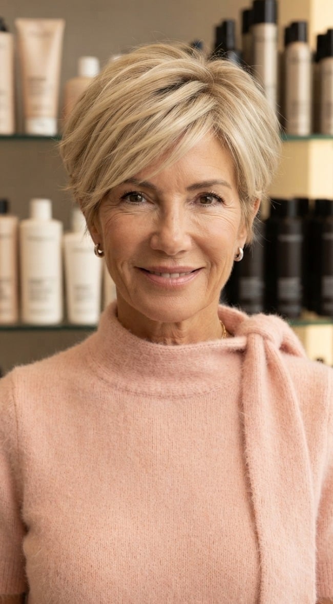 Vanilla Blonde Pixie Bob Face-Framing Layers Vanilla Blonde Pixie Bob Face-Framing Layers — Simple Pixie Bob