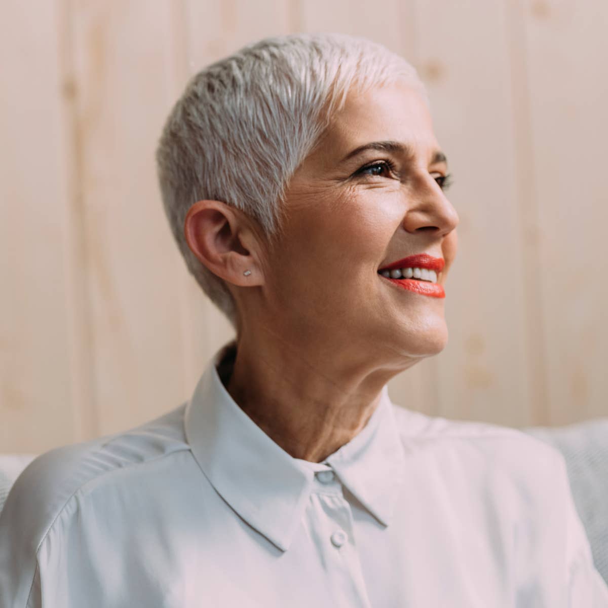 Classic Silver-Gray Pixie With Side Part — Simple Pixie Hairstyles