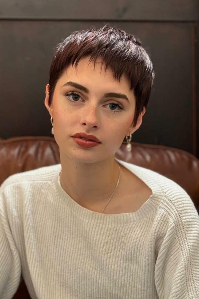 Dark Brown Pixie With Lifted Fringe — Simple Pixie Hairstyles