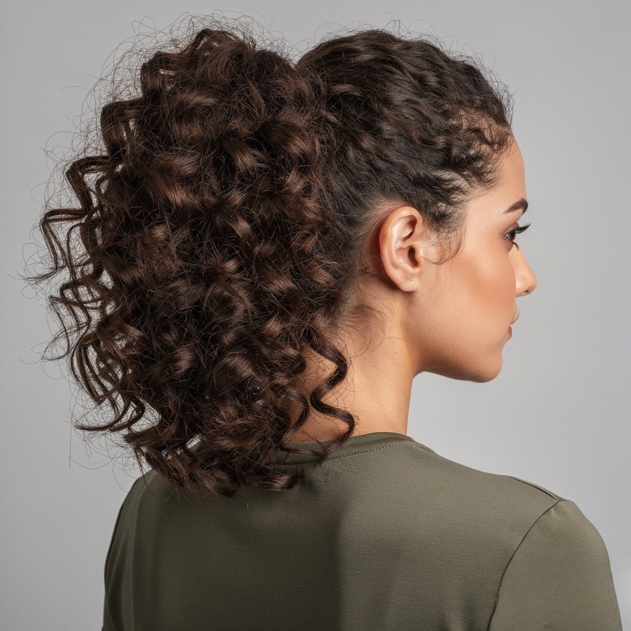 High Ponytail Loose Curls Dark Brown Highlights — Simple Pony Hairstyles