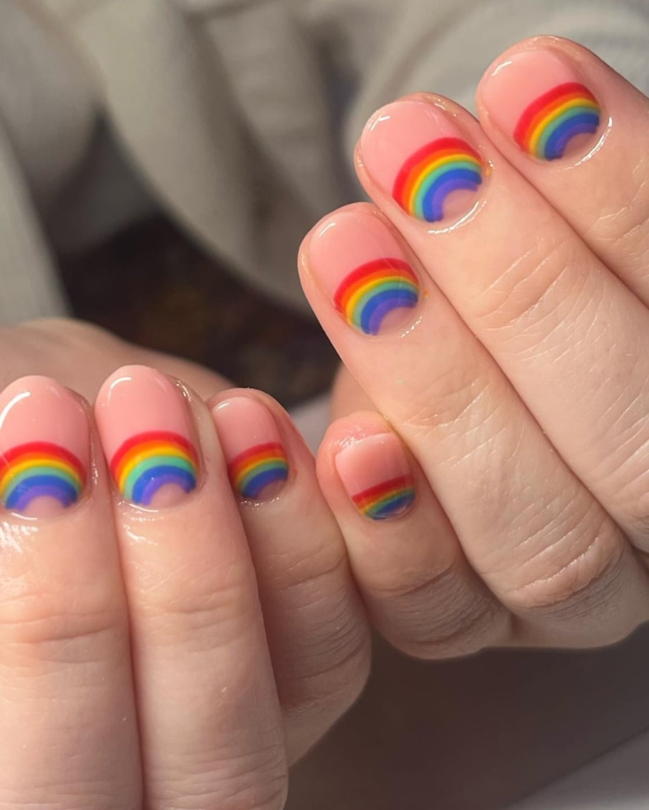 Rainbow Arches Short Square Nails Rainbow Arches Short Square Nails — Simple Rainbow Nails