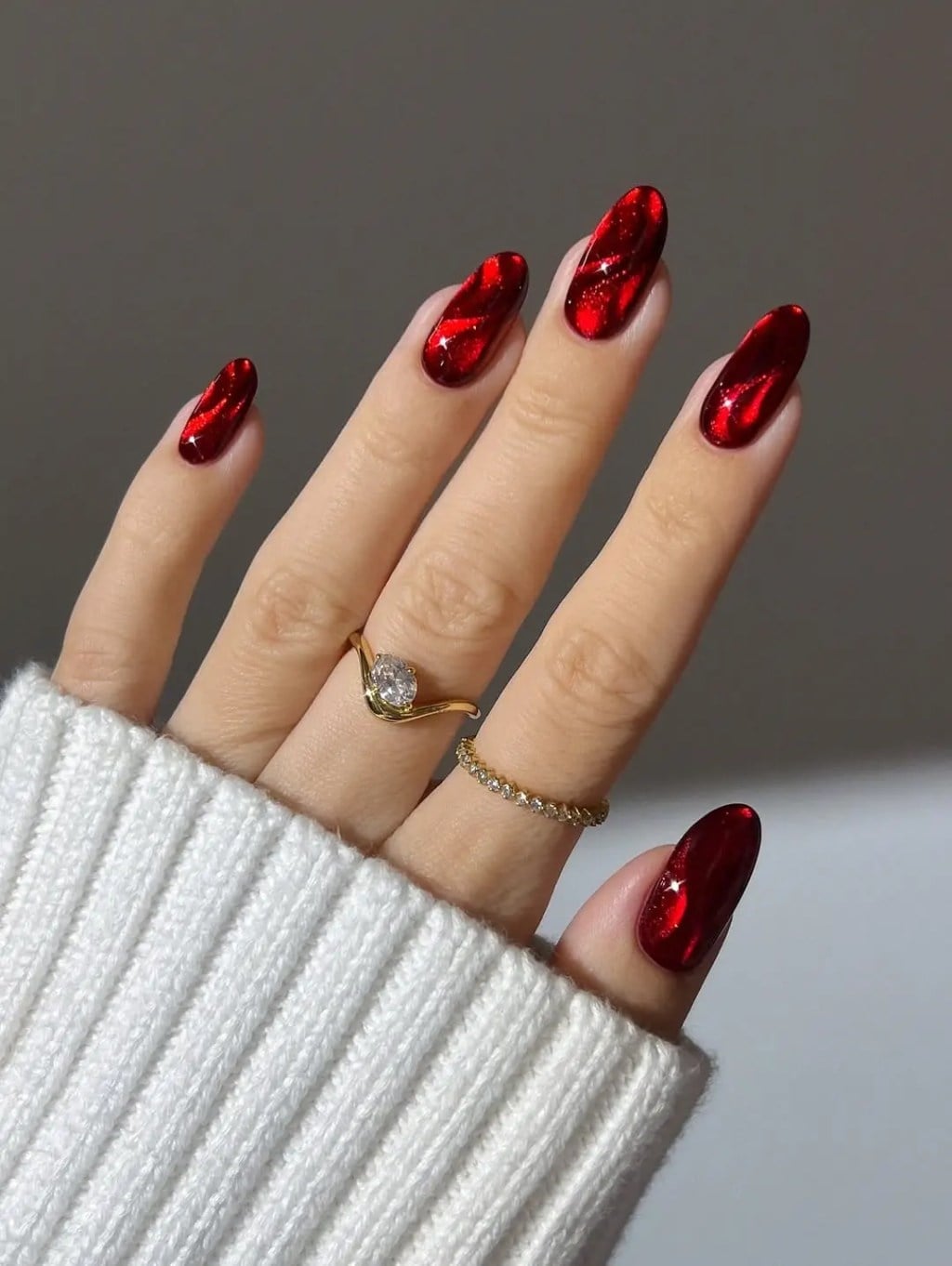 Nude Base Red Glitter and French Tip Short Almond Nails Nude Base Red Glitter and French Tip Short Almond Nails — Simple Red and Black Nails