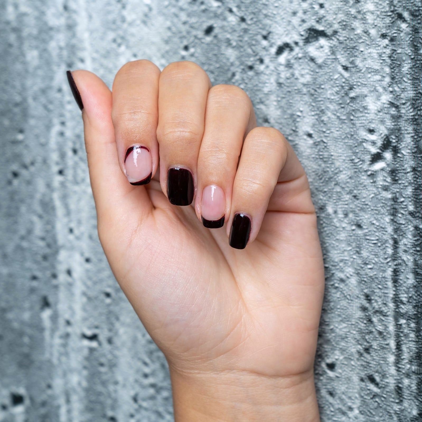 Glossy Black French Tips Short Square Nails Glossy Black French Tips Short Square Nails — Simple Red and Black Nails