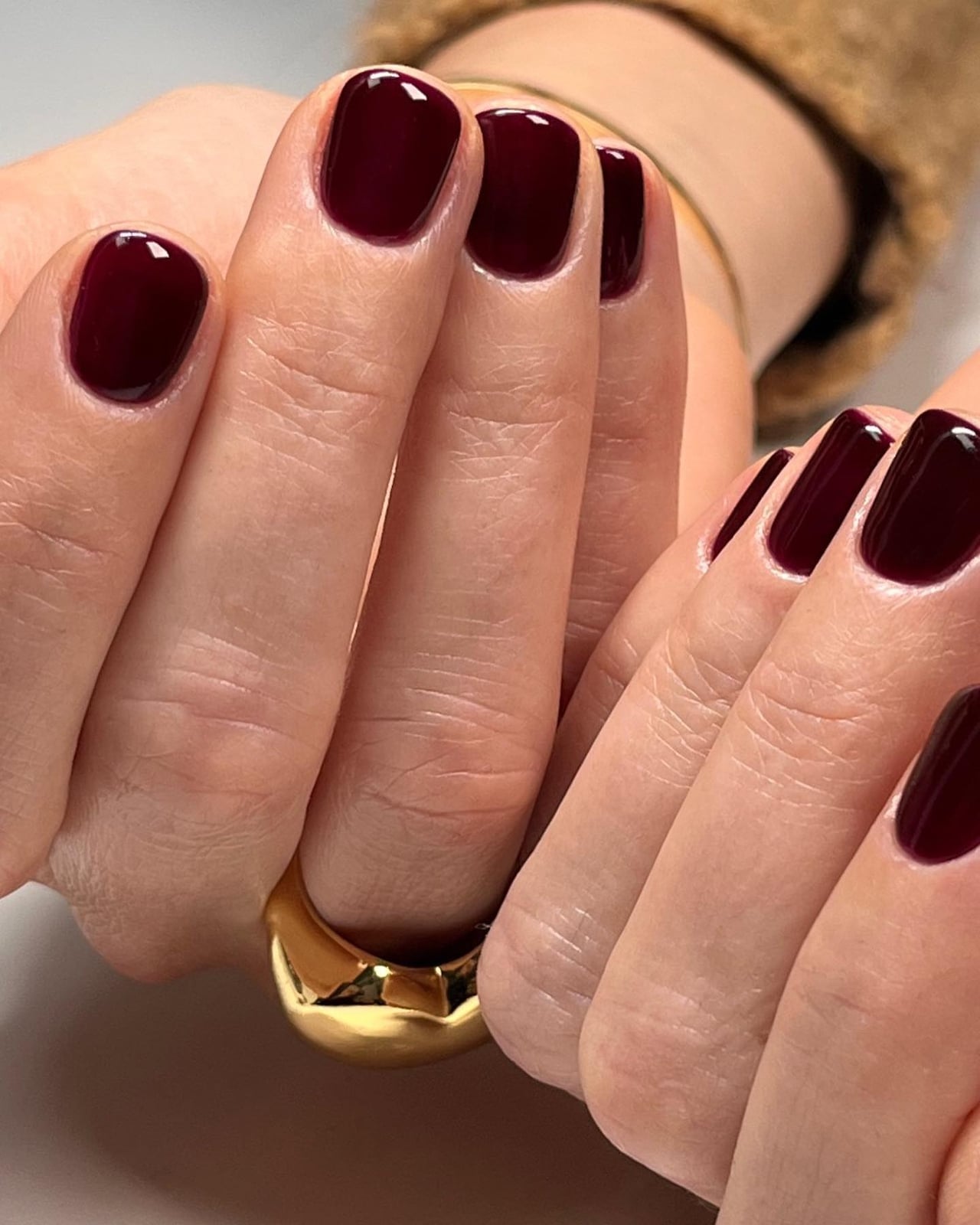 Deep Burgundy Glossy Short Square Nails Deep Burgundy Glossy Short Square Nails — Simple Red and Black Nails