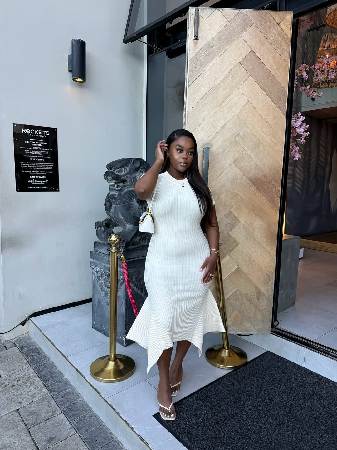 Ivory Ribbed Knit Mermaid Midi Dress with Flared Hem Ivory Ribbed Knit Mermaid Midi Dress with Flared Hem — Simple Semi Formal Dresses