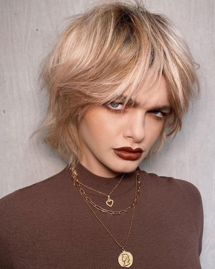 Short Ash Blonde Shag With Choppy Bangs Short Ash Blonde Shag With Choppy Bangs — Simple Shag Hairstyles