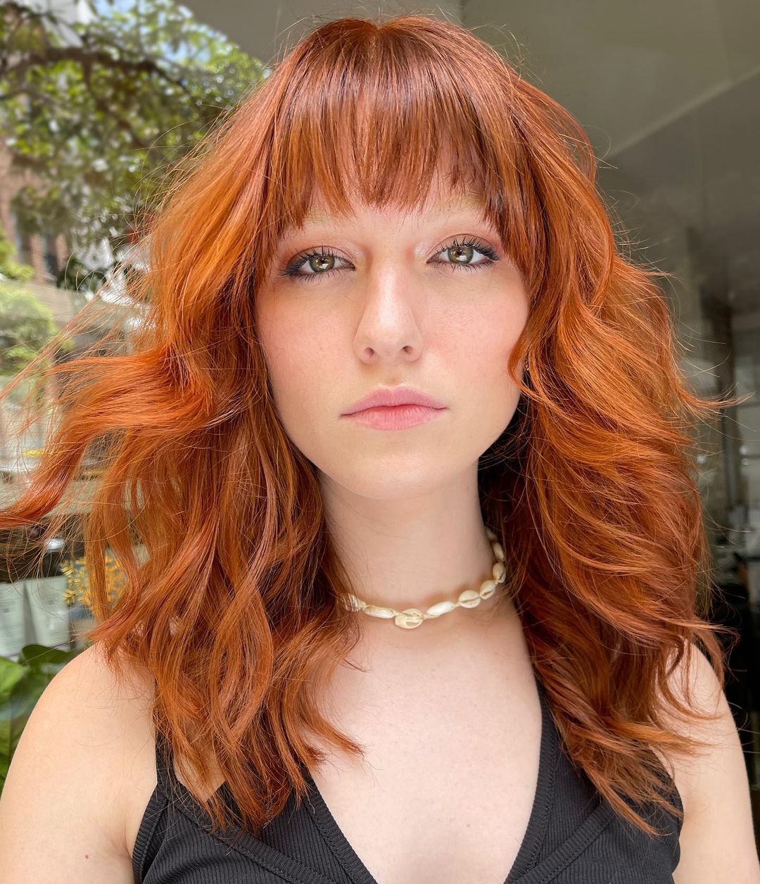 Shoulder Length Shag With Vibrant Red Color Shoulder Length Shag With Vibrant Red Color — Simple Shag Hairstyles