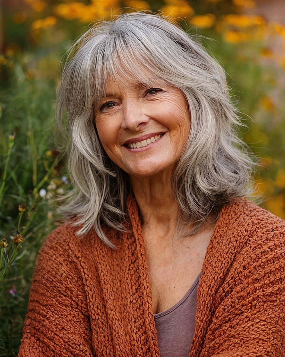 Collarbone Shag Gray With Textured Waves Collarbone Shag Gray With Textured Waves — Simple Shag Hairstyles