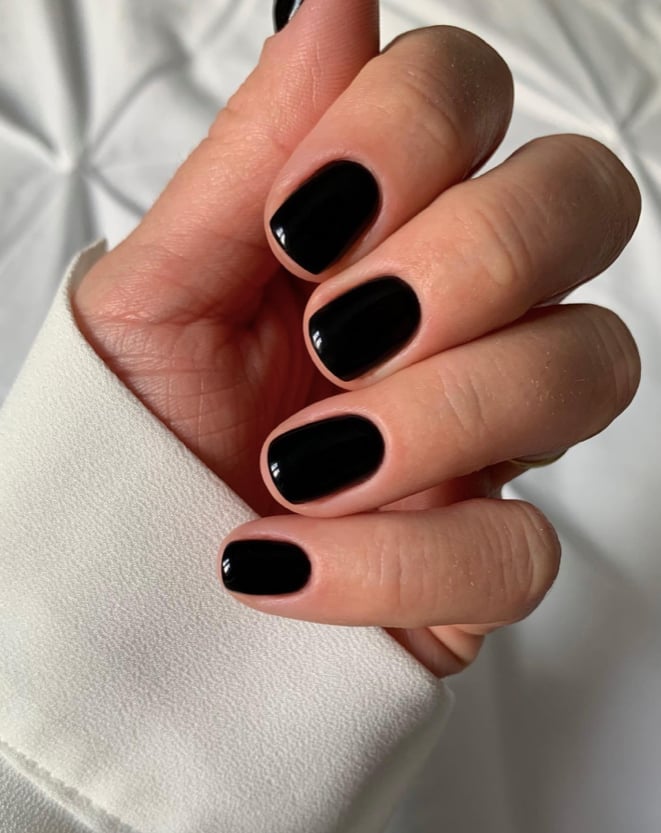 Soft Square Glossy Black Nails Soft Square Glossy Black Nails — Simple Short Black Nails
