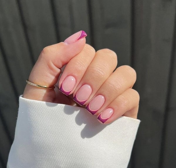 Vibrant Purple French Tip Short Square Nails Vibrant Purple French Tip Short Square Nails — Simple Short French Tip Nails