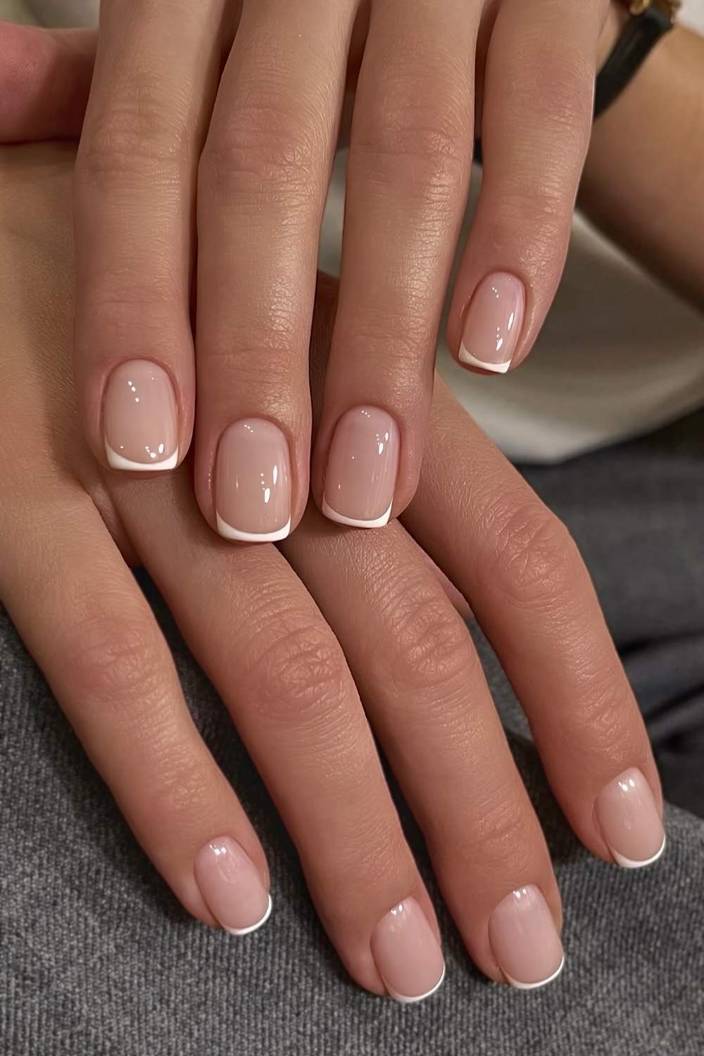 Precise White French Tip Sheer Pink Short Square Nails Precise White French Tip Sheer Pink Short Square Nails — Simple Short French Tip Nails