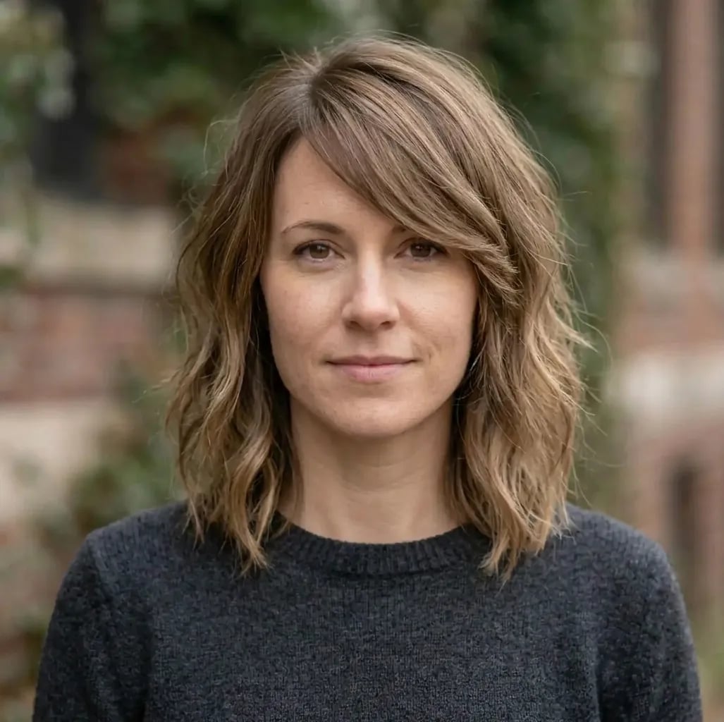 Collarbone Lob With Light Brown Highlights Collarbone Lob With Light Brown Highlights — Simple Side Swept Bangs