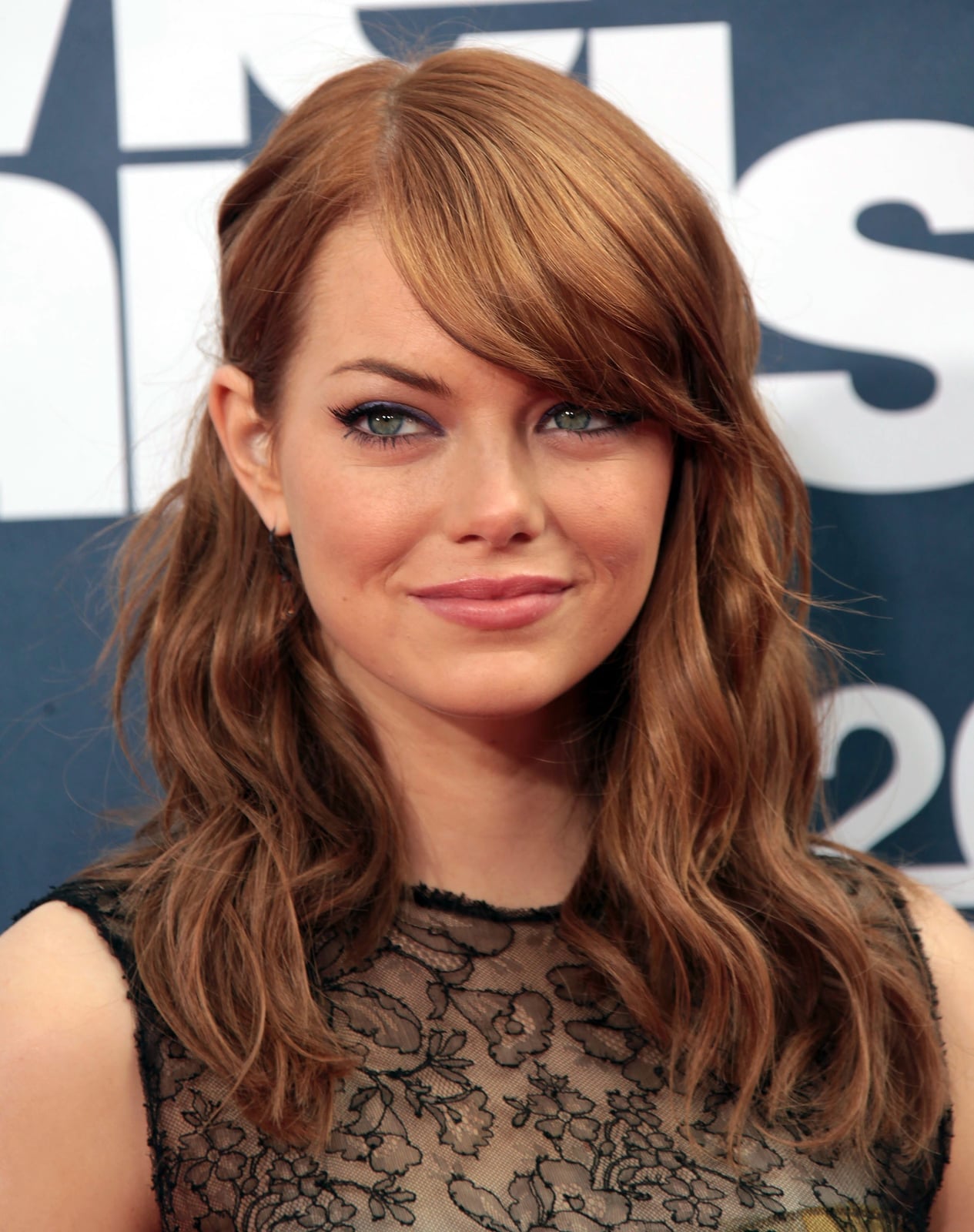 Mid-Back Brunette With Blonde Highlights Mid-Back Brunette With Blonde Highlights — Simple Side Swept Bangs