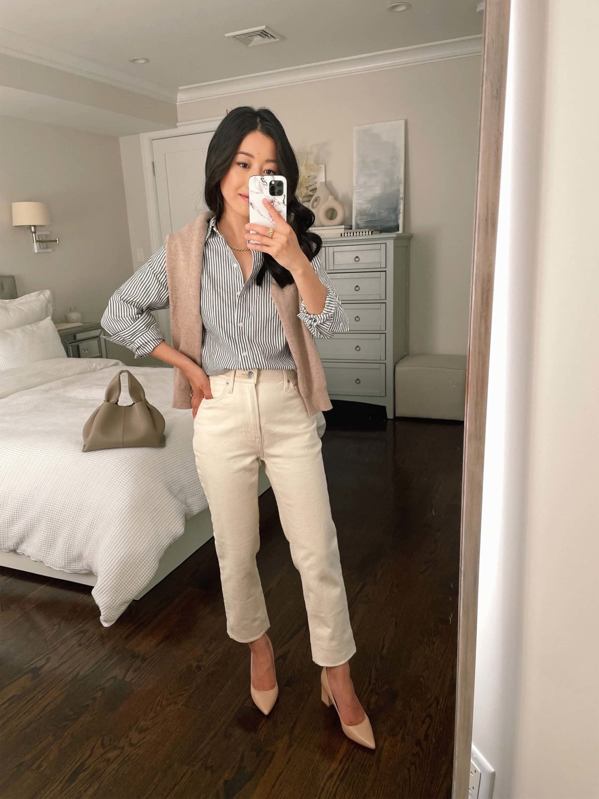Striped Shirt Vest And Cropped Trousers Striped Shirt Vest And Cropped Trousers — Simple Smart Casual Outfits