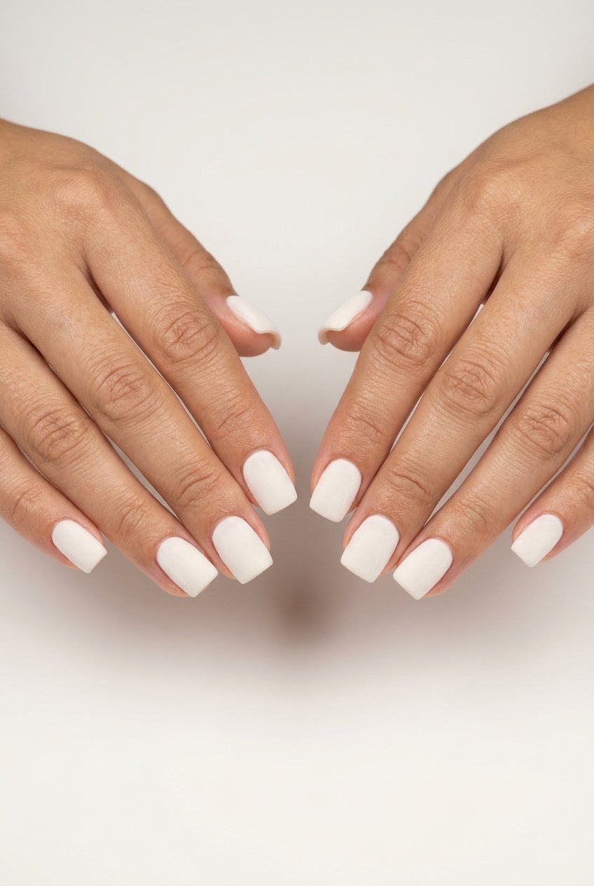 Matte White Short Soft Square Nails Matte White Short Soft Square Nails — Simple Squoval Nails
