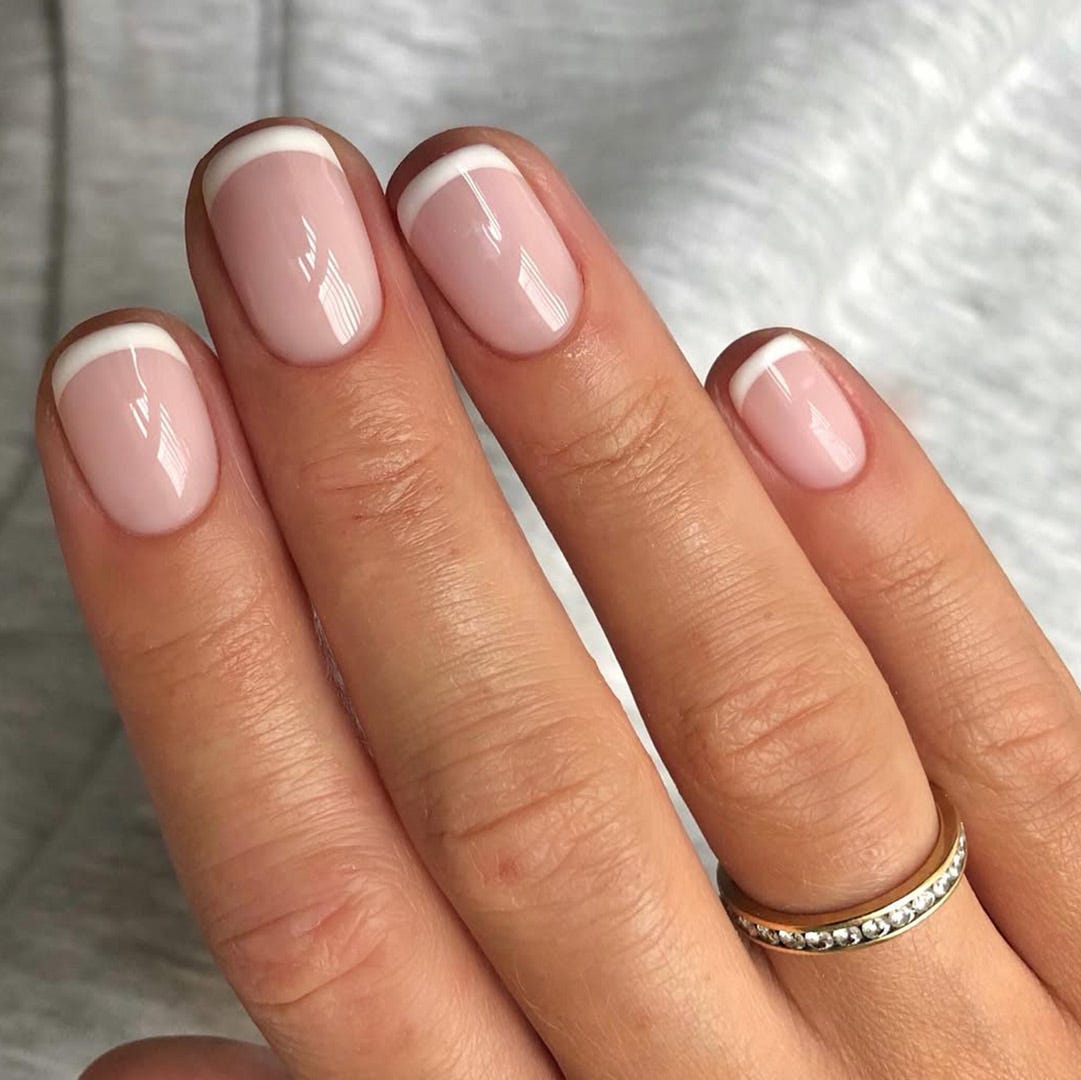 Medium Soft Square Classic French Medium Soft Square Classic French — Simple Squoval Nails