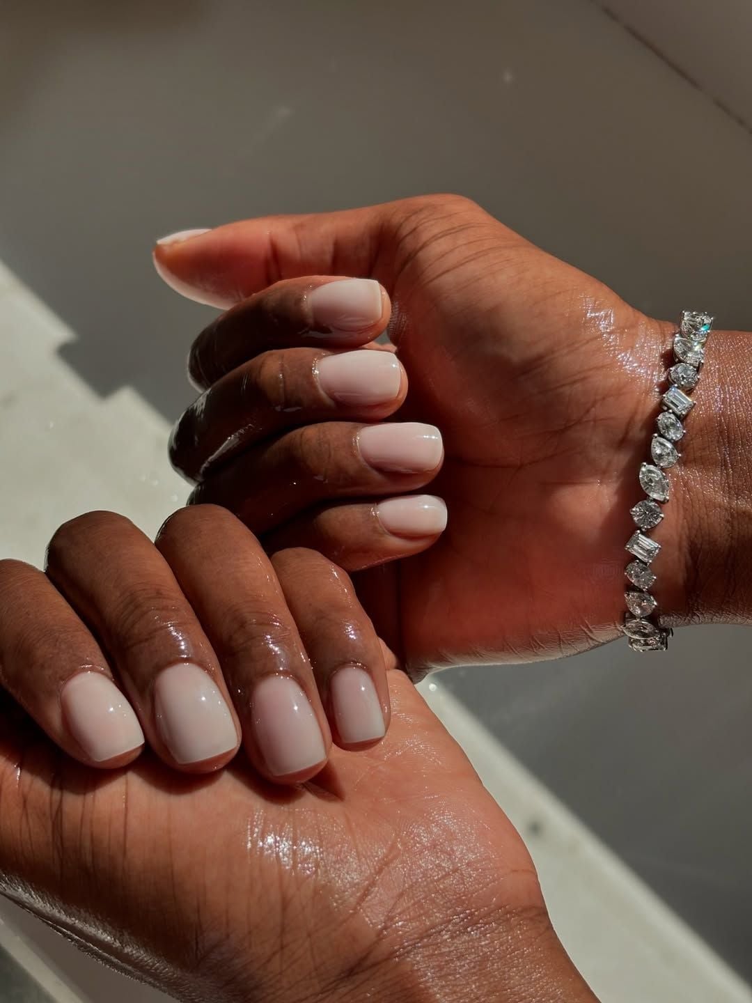 Milky Nude Short Squoval Manicure Milky Nude Short Squoval Manicure — Simple Squoval Nails