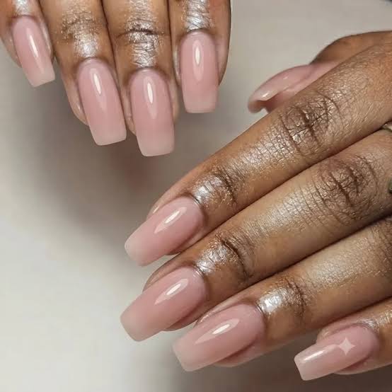 Clean Sheer Pink Nude Short Squoval Clean Sheer Pink Nude Short Squoval — Simple Squoval Nails