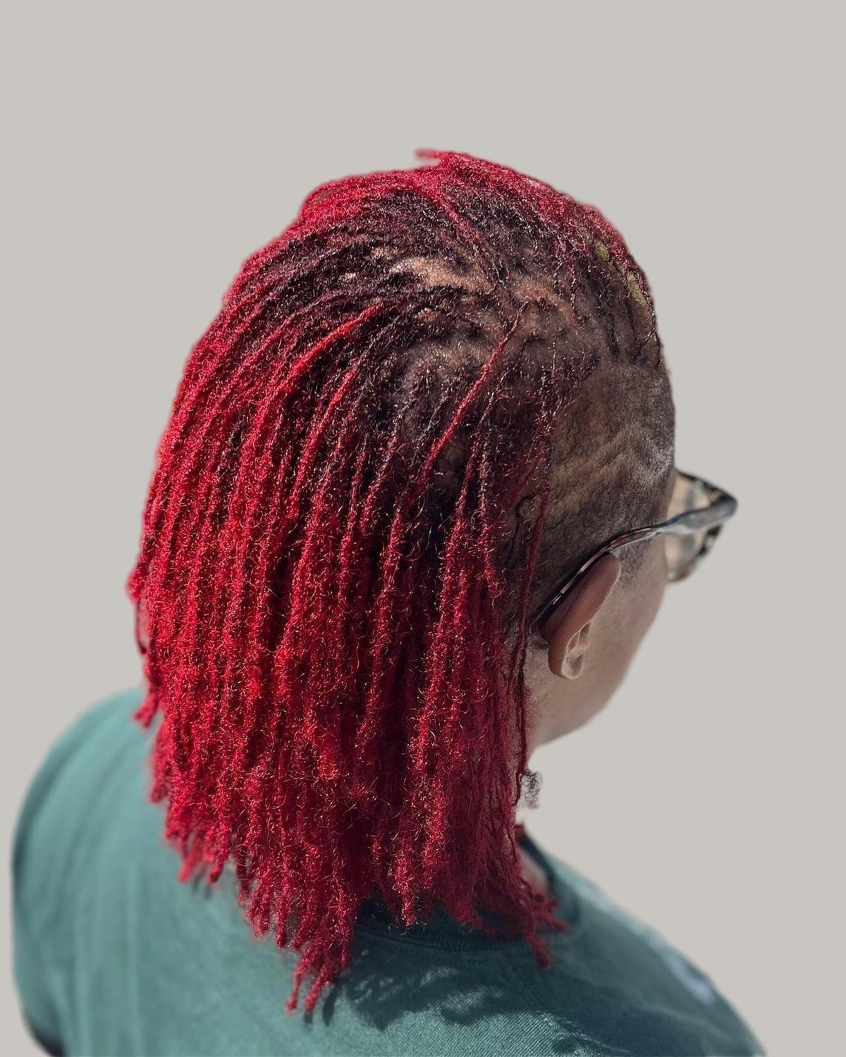 Vibrant Red Chin Length Micro Locs Vibrant Red Chin Length Micro Locs — Simple Starter Locs