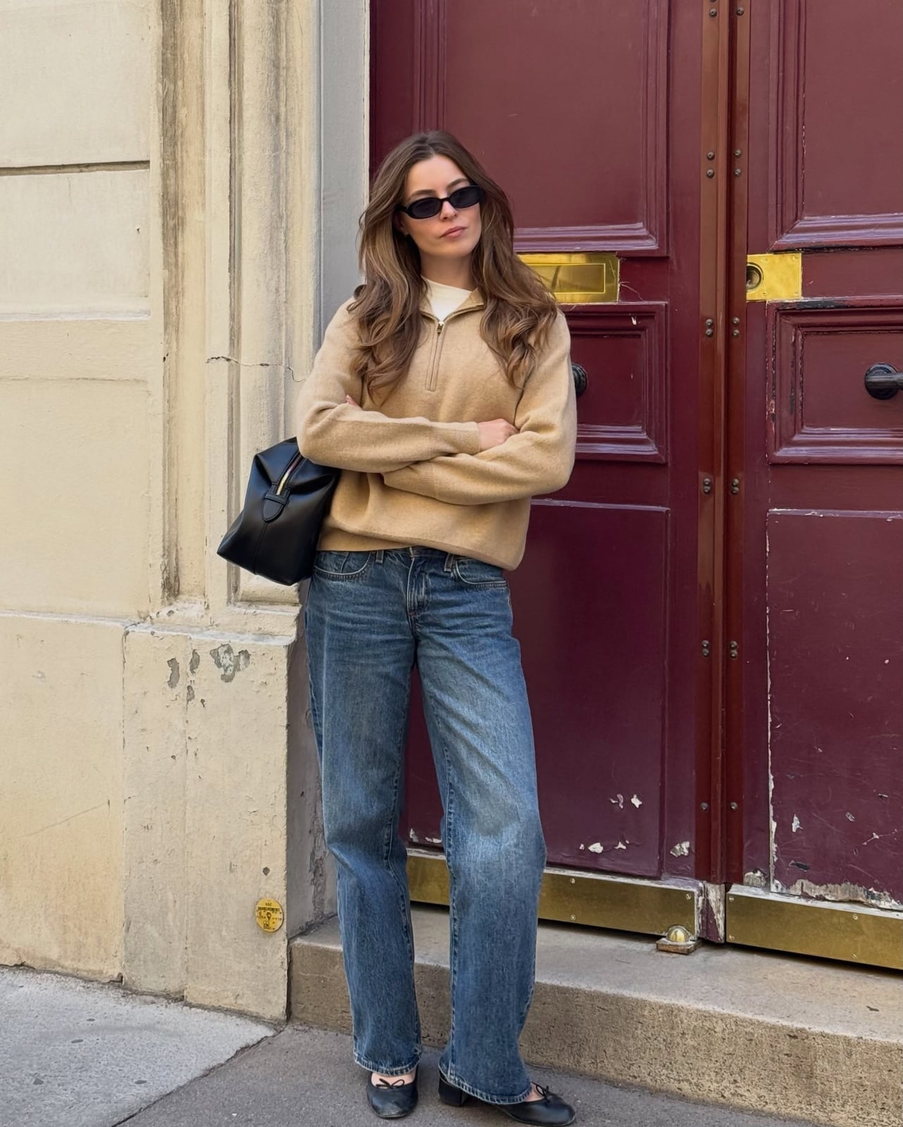 Quarter-Zip Sweater With Medium Wash Jeans Quarter-Zip Sweater With Medium Wash Jeans — Simple Straight Leg Jeans Outfits