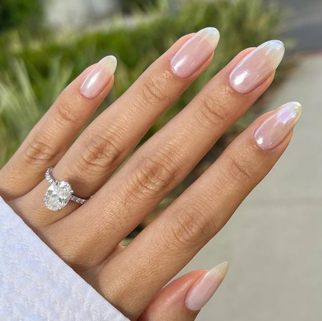 Milky Pearlescent Iridescent Almond Nails — Simple Trending Nails