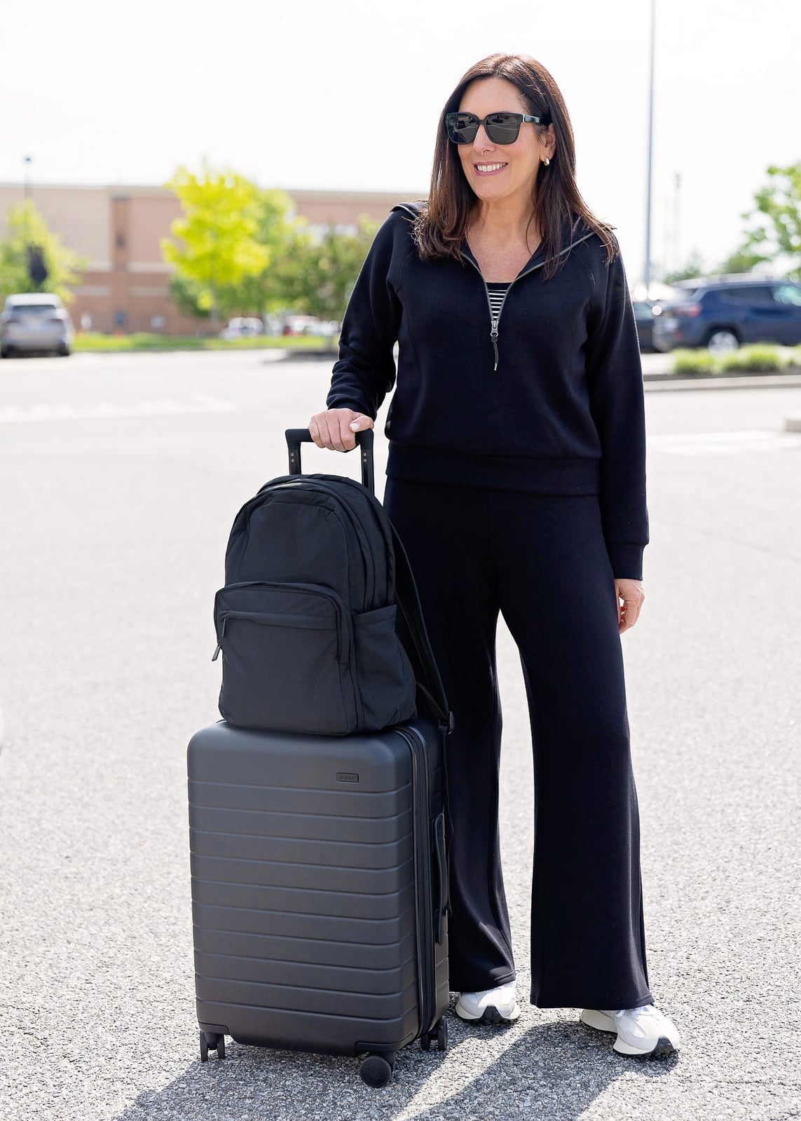 Black Knit Tracksuit With Wide Leg Pants — Simple Weekend Outfits