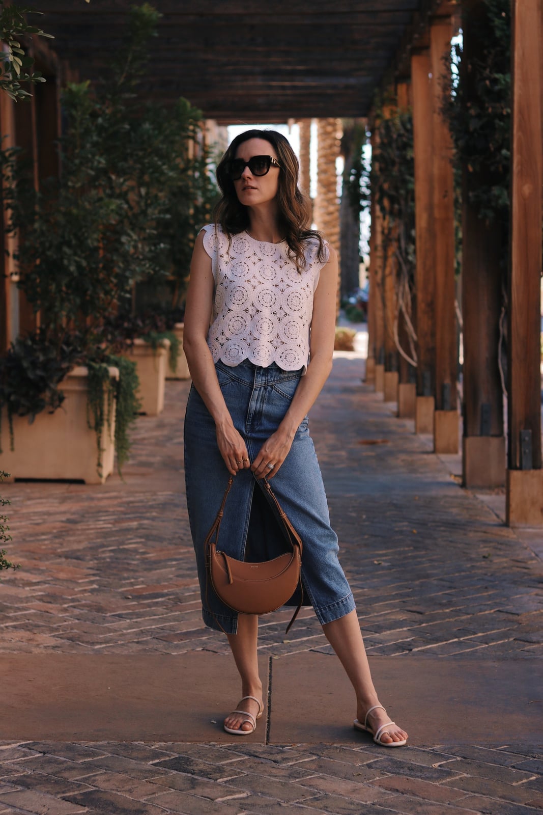Scalloped Lace Top With Wide Leg Jeans — Simple Weekend Outfits
