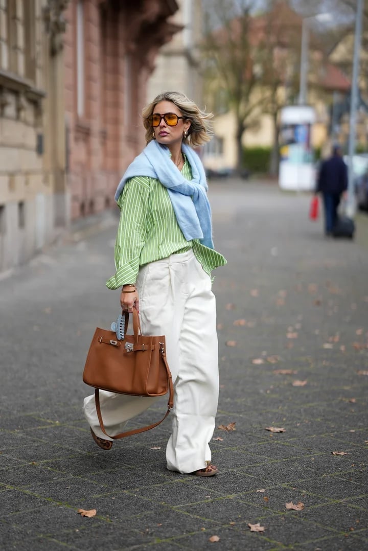 Striped Oversized Shirt With White Wide Leg Trousers — Simple Weekend Outfits
