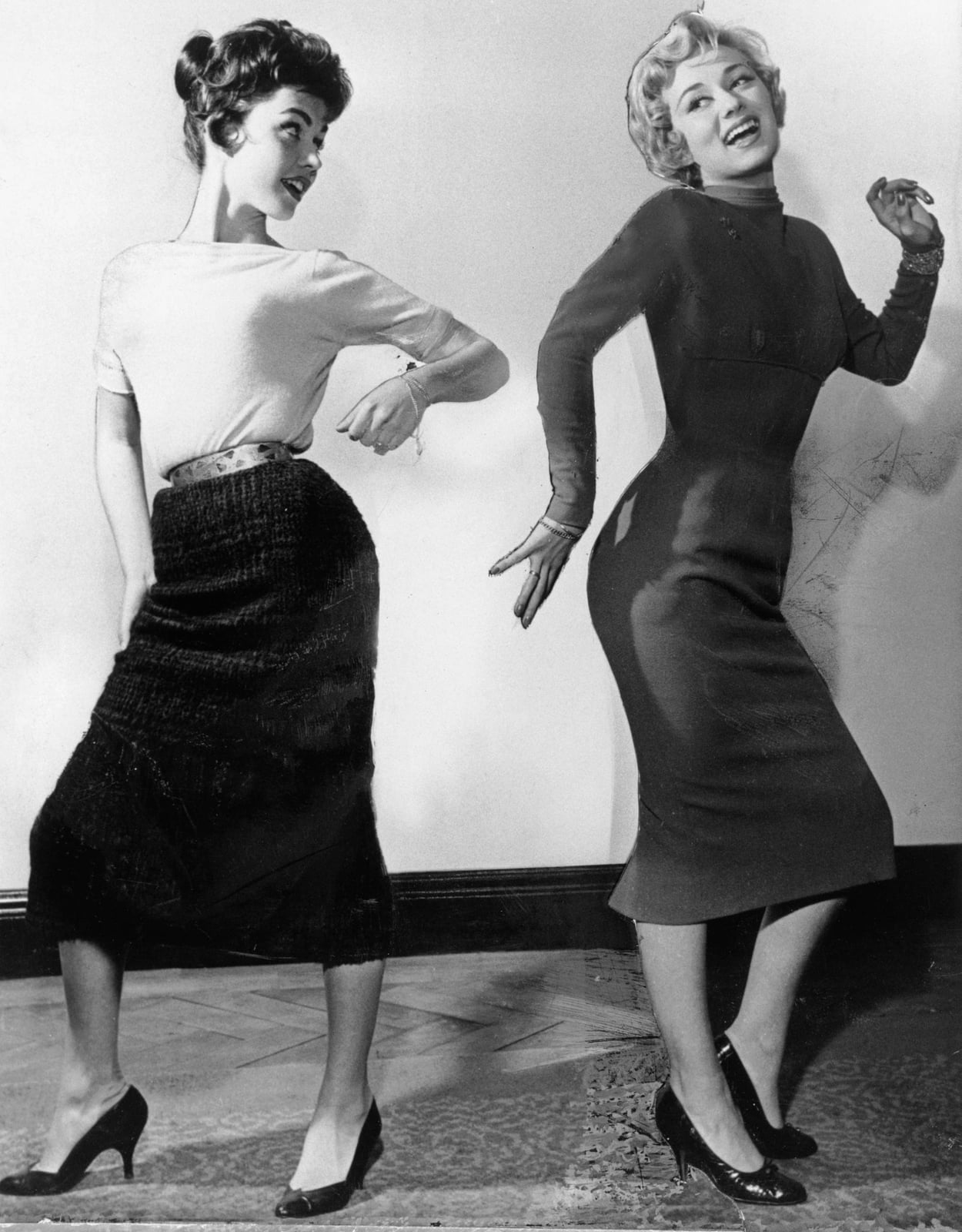 Fitted Black Dress with a Pencil Skirt and White Top — Trendy 50s Style