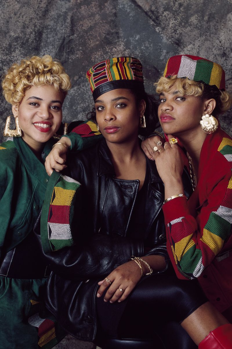 Colorful Printed Jackets with Headwraps and Gold Jewelry Colorful Printed Jackets with Headwraps and Gold Jewelry — Trendy 80s Party Outfit