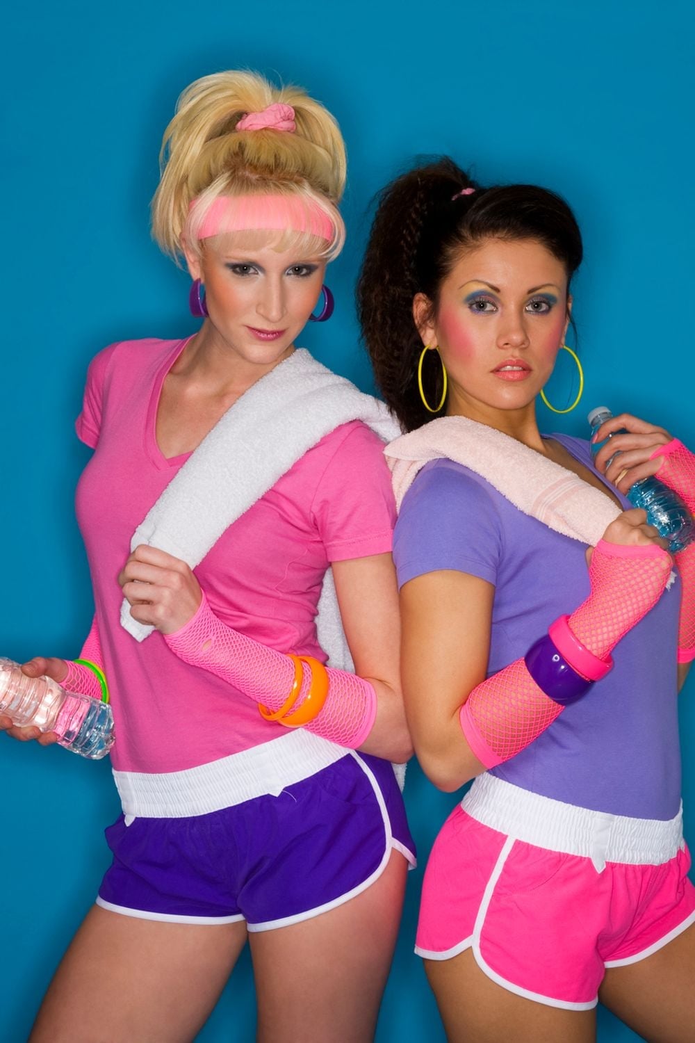 Pink Sweatshirt Layered with Blue Windbreaker and White Socks, Nylon Pink Sweatshirt Layered with Blue Windbreaker and White Socks, Nylon — Trendy 80s Party Outfit