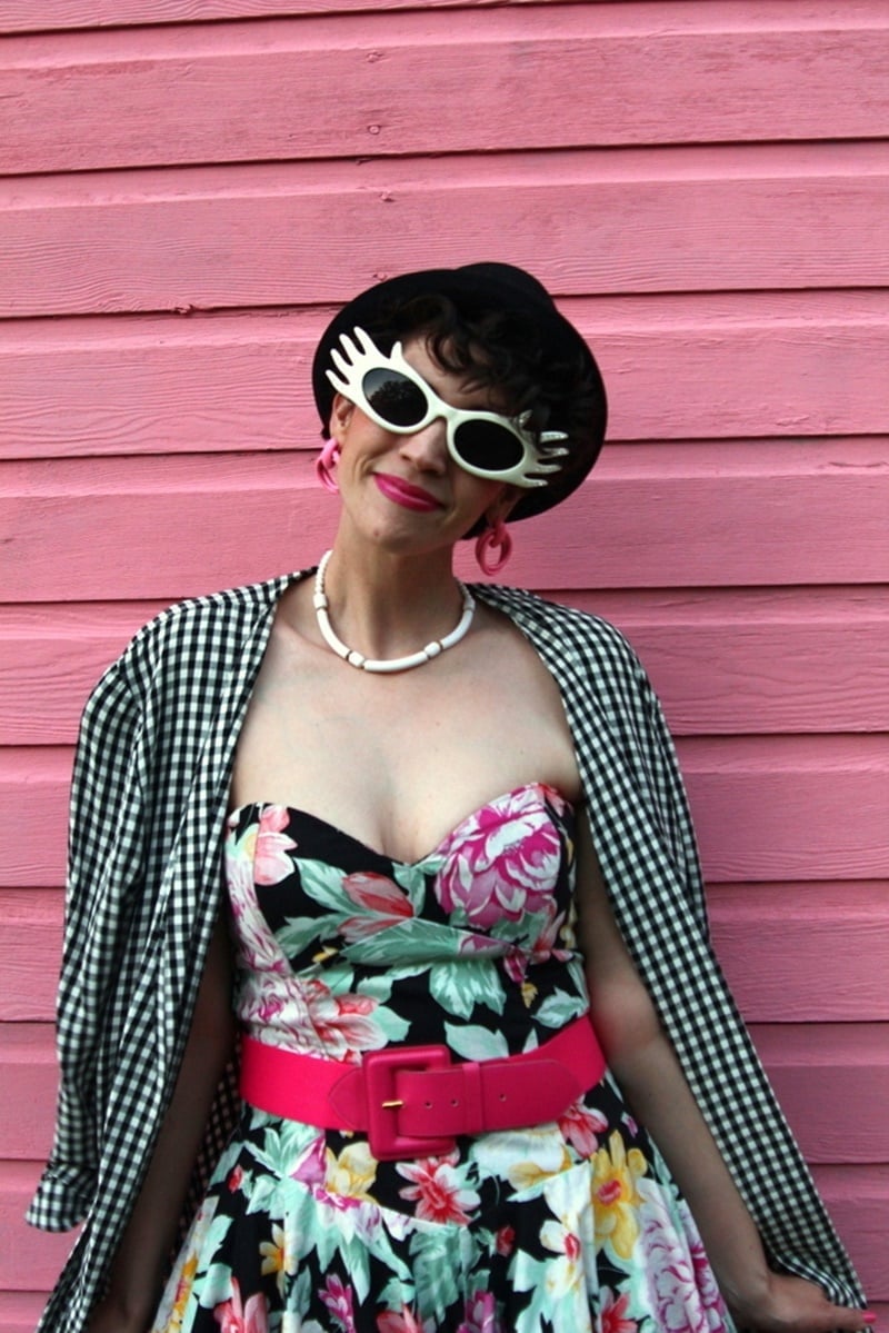 Floral Dress With Gingham Jacket Floral Dress With Gingham Jacket — Trendy 80s Style