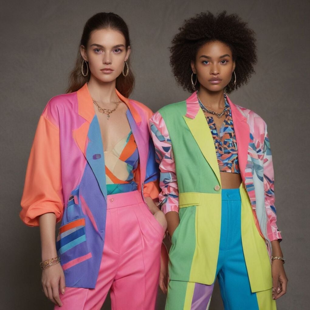 Color-Blocked Blazers With Gold Chains Color-Blocked Blazers With Gold Chains — Trendy 80s Style