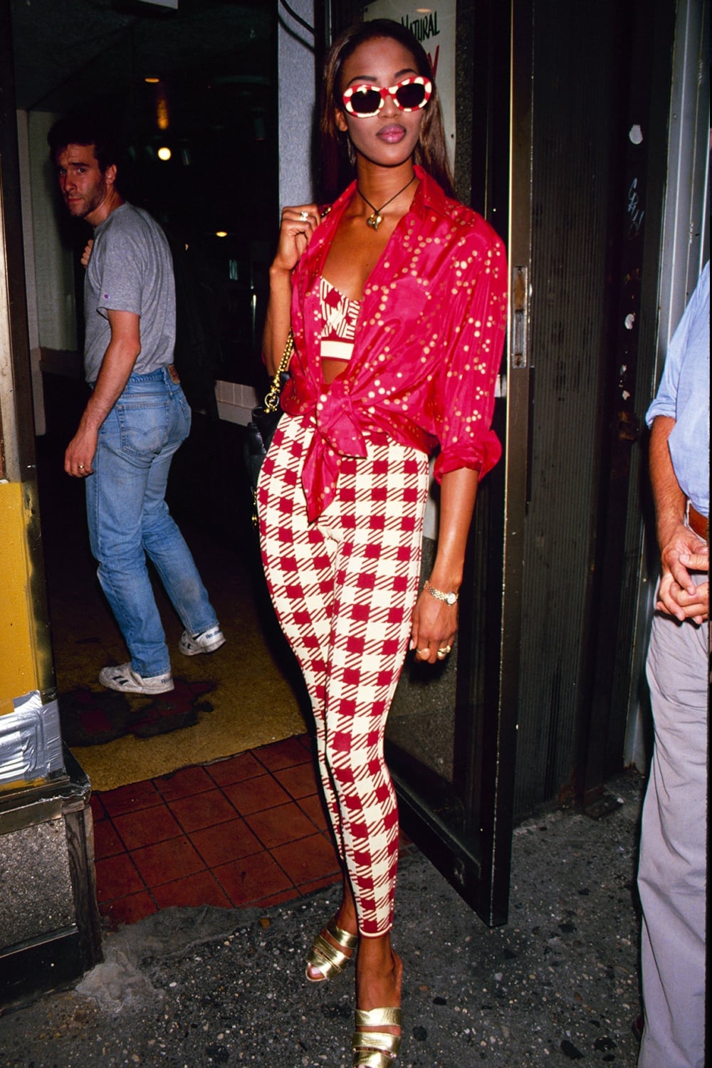 Red and White Gingham Set with Tied Shirt — Trendy 90s Style