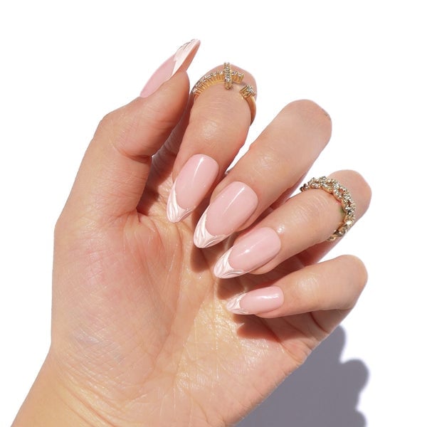 Medium Almond Swirled White French Medium Almond Swirled White French — Trendy Almond Nails French