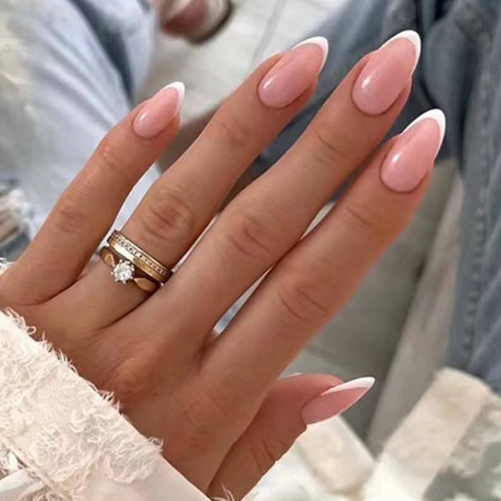 Medium Almond Classic White French Medium Almond Classic White French — Trendy Almond Nails French