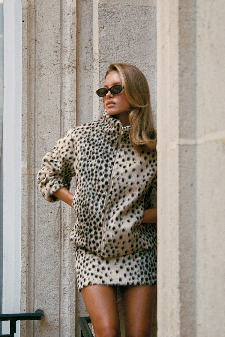 Faux Fur Animal Print Jacket and Mini Skirt Faux Fur Animal Print Jacket and Mini Skirt — Trendy Animal Print Outfits